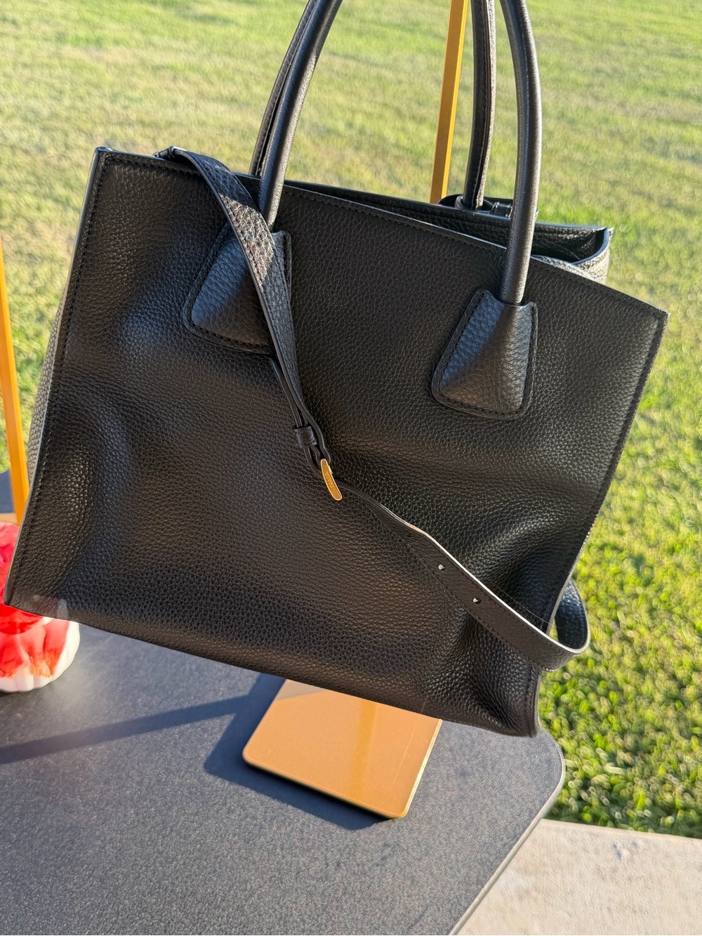 Prada Black Pebbled Leather Satchel with Front Zip Pocket - Picture 12 of 16